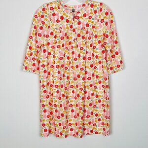 New Tea Collection Puff Sleeve Henley Dress White Pink Fish Cat, Girls Size 12